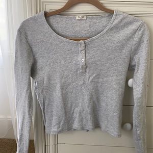 Brandy Melville cropped grey henley